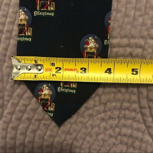 3/$20 Norman Rockwell 100% Silk Christmas Tie Saturday Evening Post Santa Claus - Picture 5 of 6